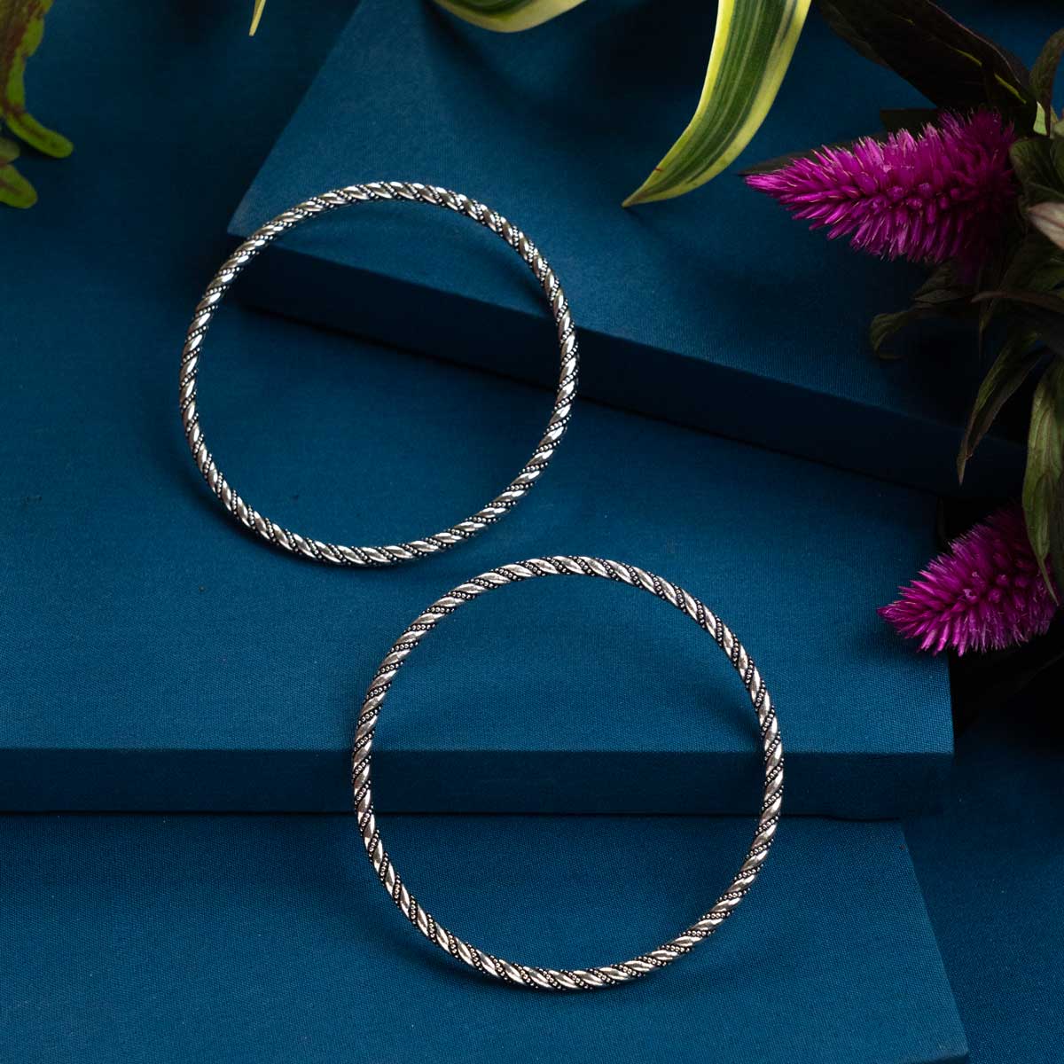 Oxidised Twisted Rope Bangles (Set of 2)