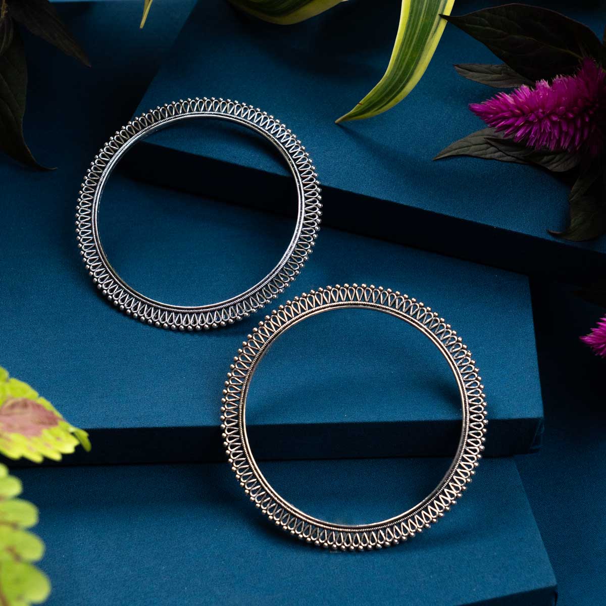 Oxidised Handmade Elegant Bangle - (Set of two Bangles)