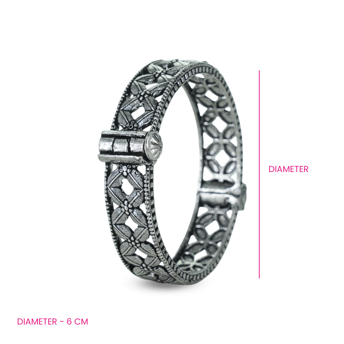 Oxidised Handmade Floral Adjustable Kada - Single Kada