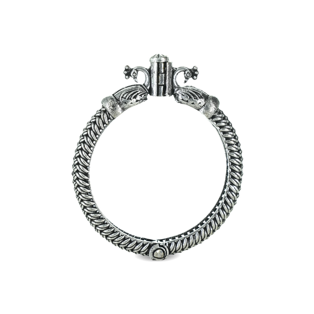 Oxidised Handmade Peacock Kada - Single Kada