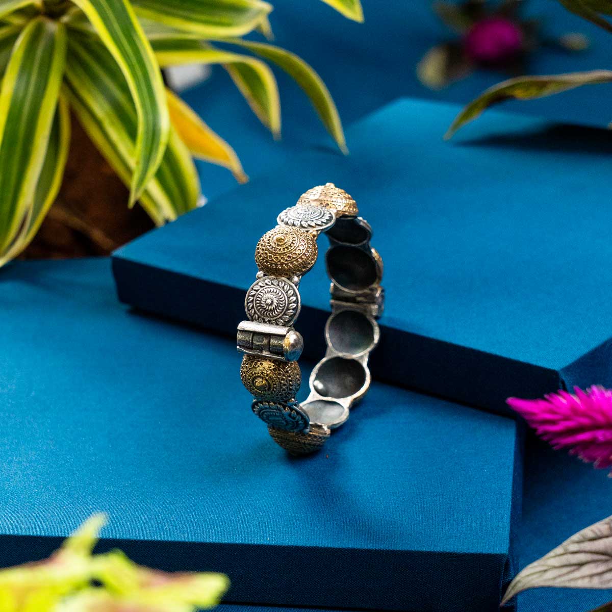 Oxidised Handmade Adjustable Kada - Single Kada