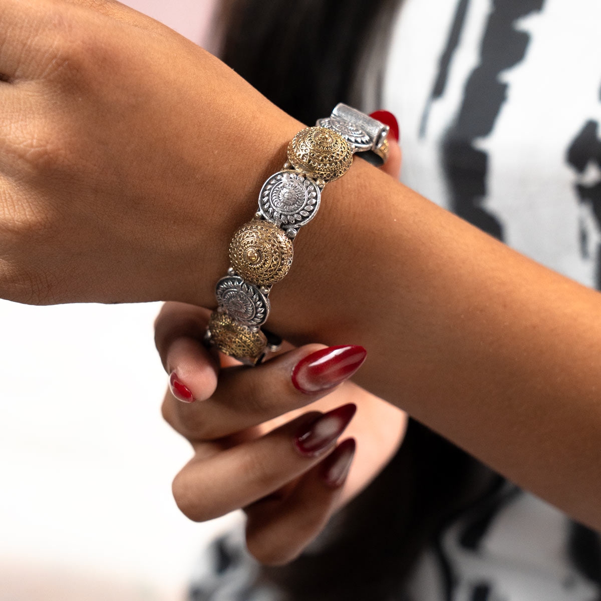 Oxidised Handmade Adjustable Kada - Single Kada
