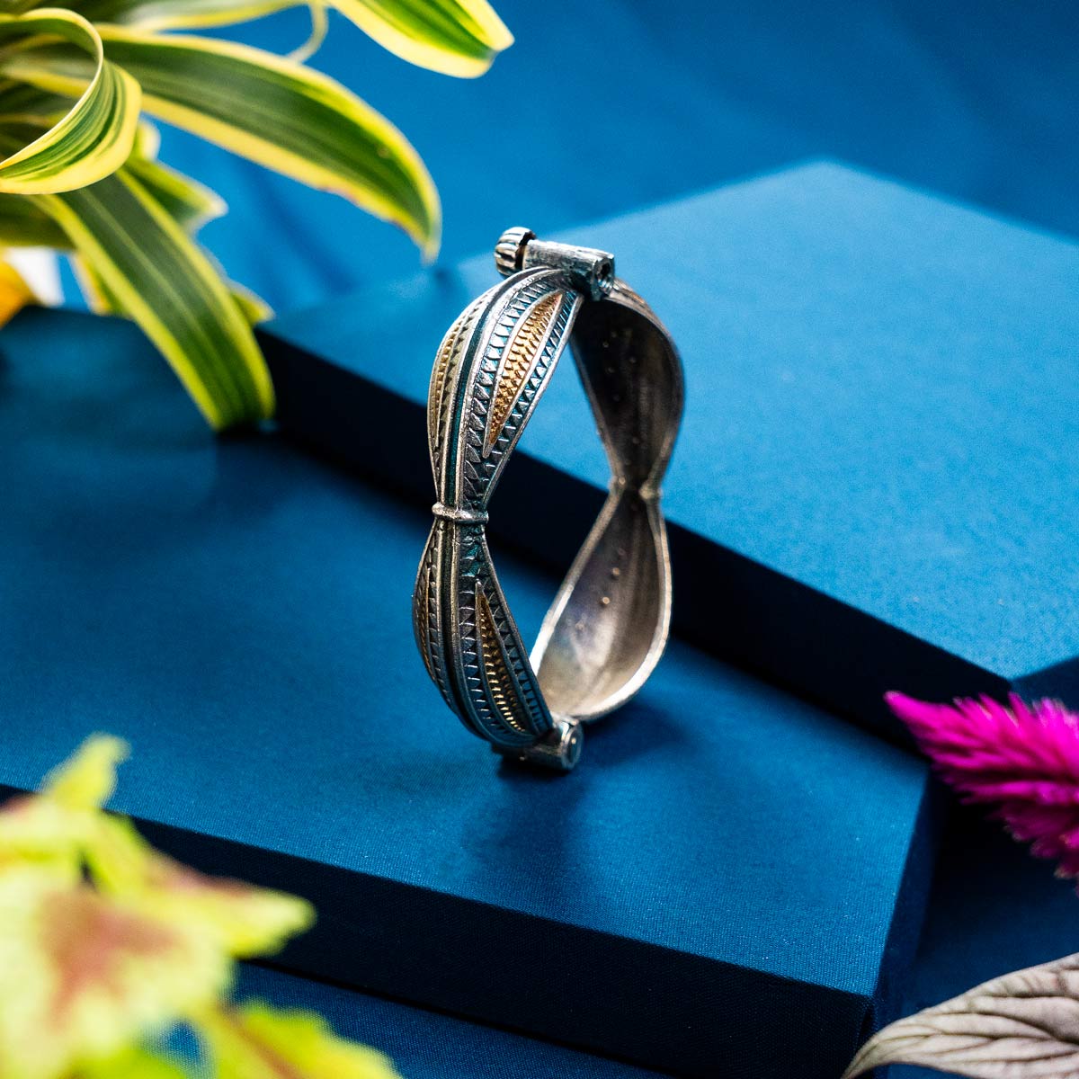 Oxidised Handmade Adjustable Kada - Single Kada