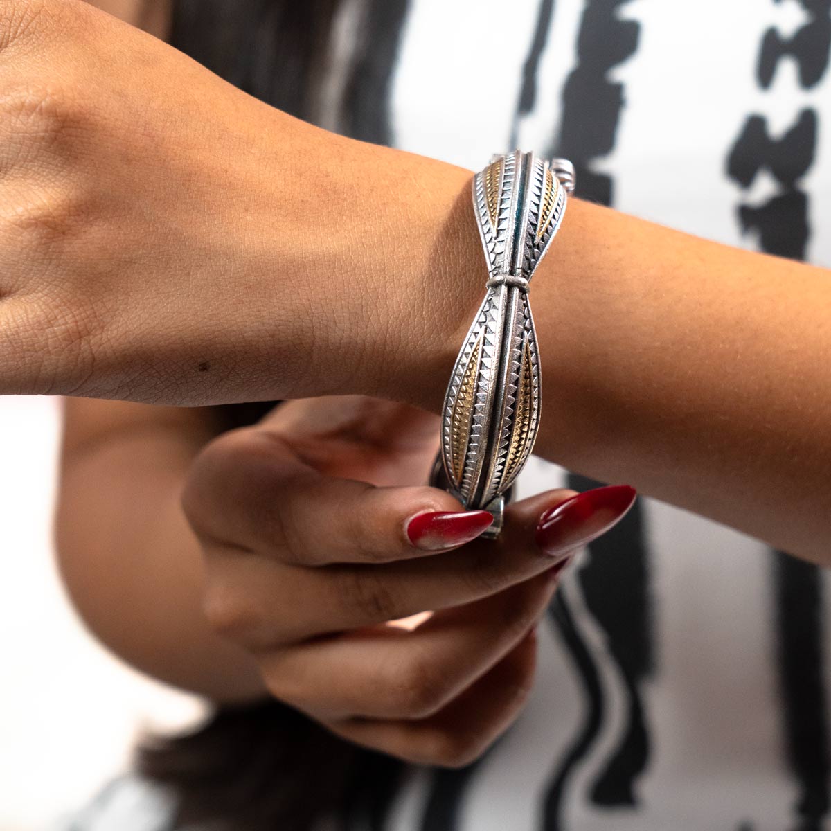 Oxidised Handmade Adjustable Kada - Single Kada