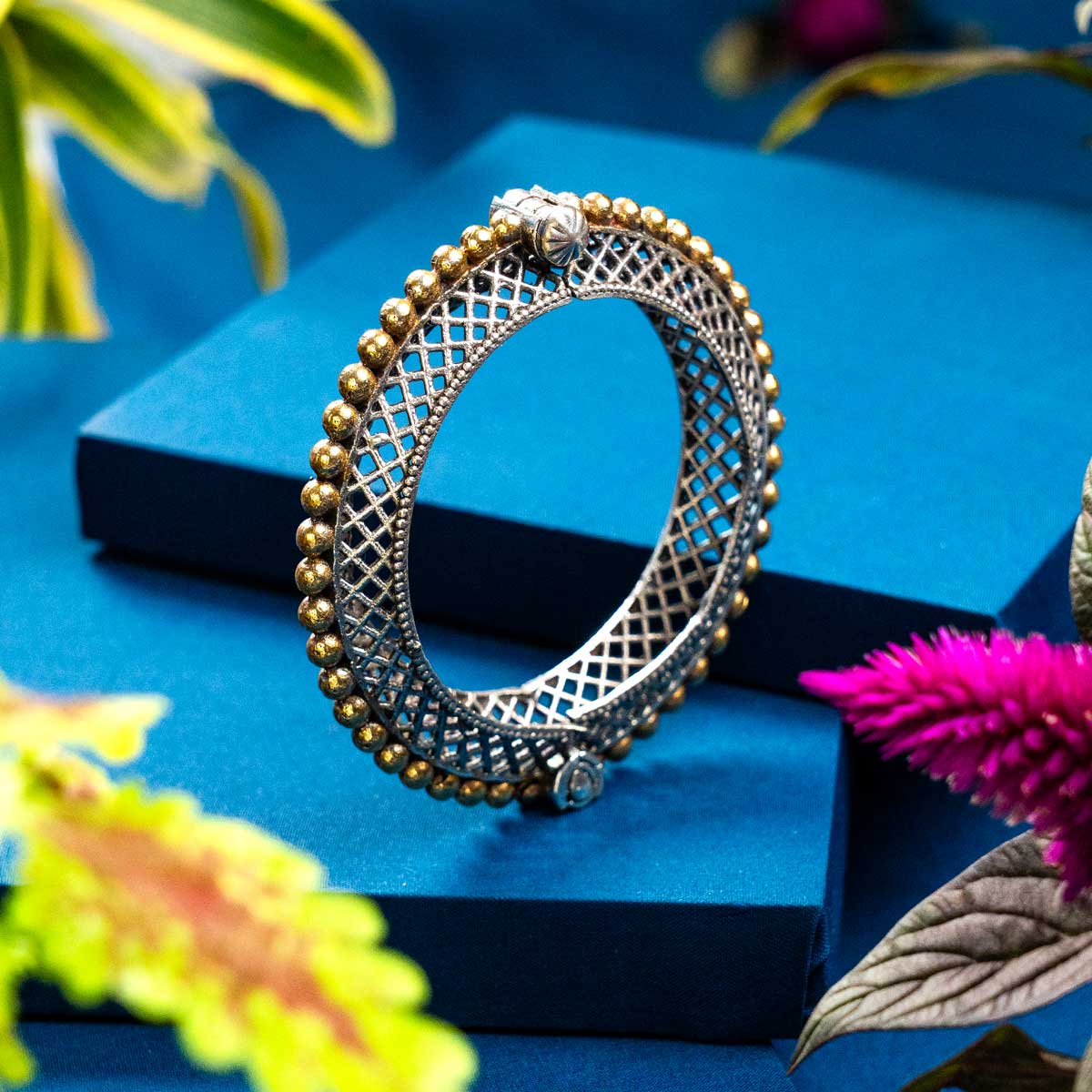 Oxidised Handmade Zaroka Adjustable Kada - Single Kada