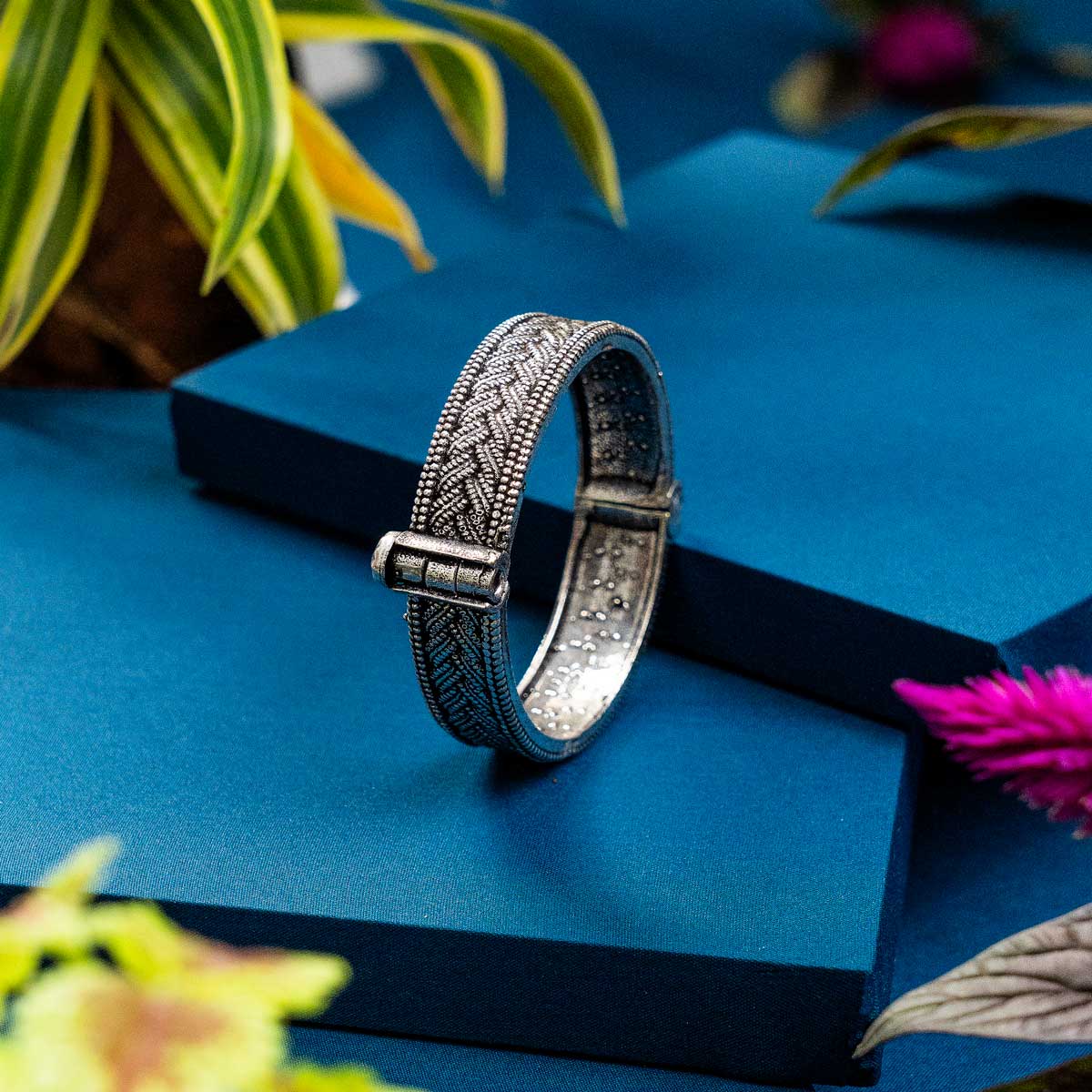 Oxidised Handmade Adjustable Kada - Single Kada