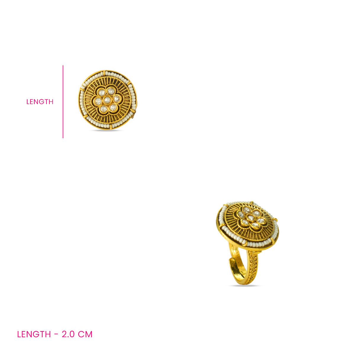 Kundan Pearl Floral Statement Ring