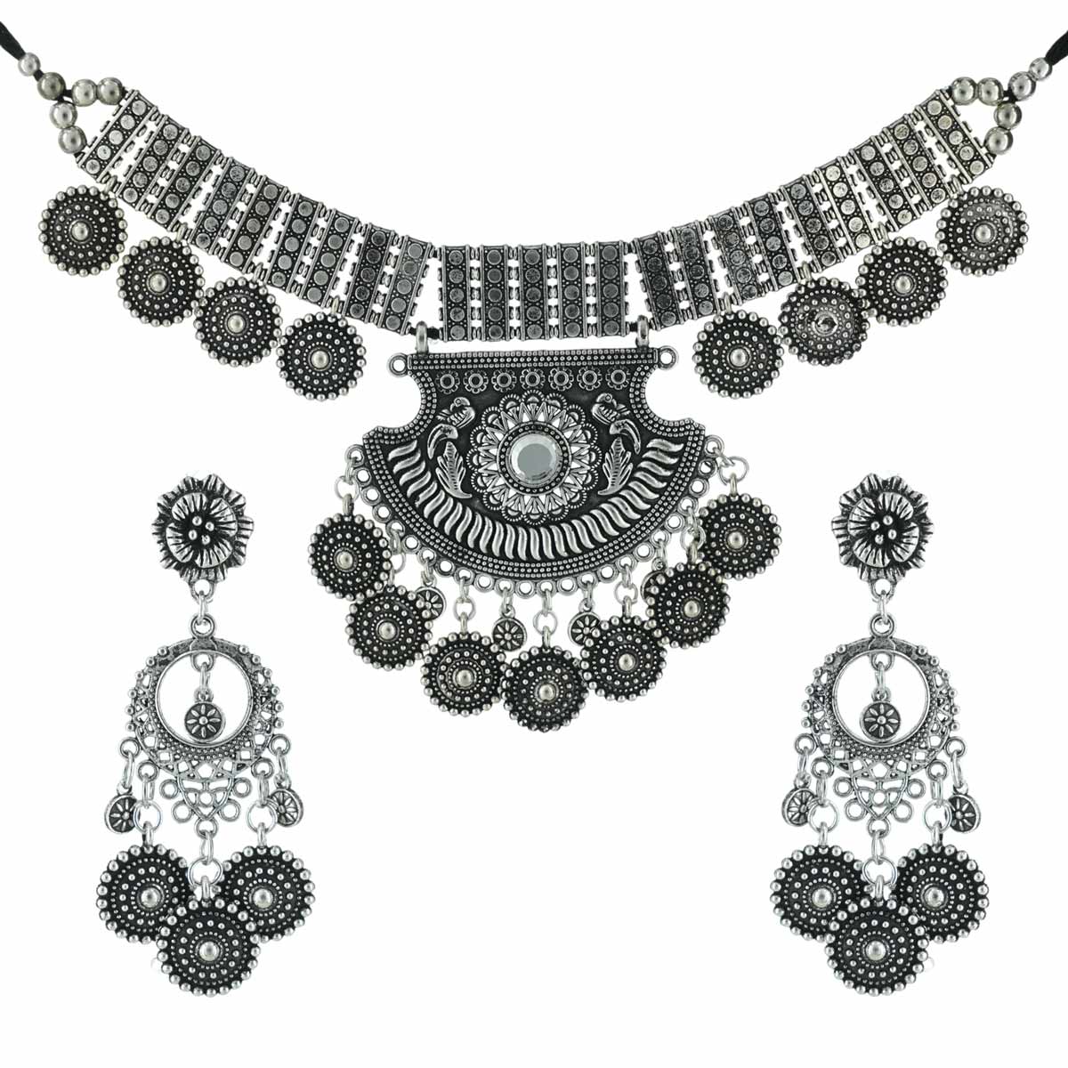 Pankh Oxidised Necklace Set