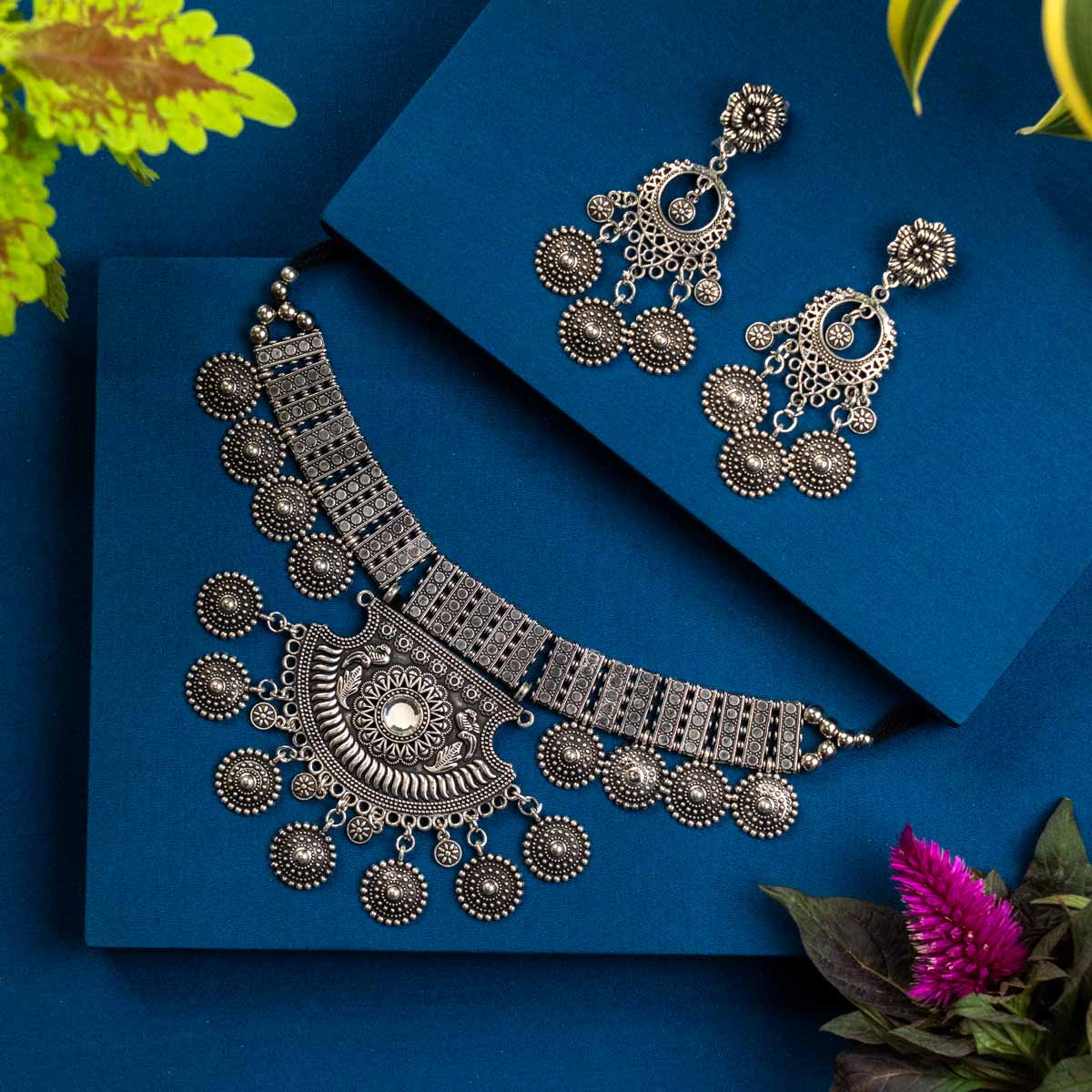 Pankh Oxidised Necklace Set