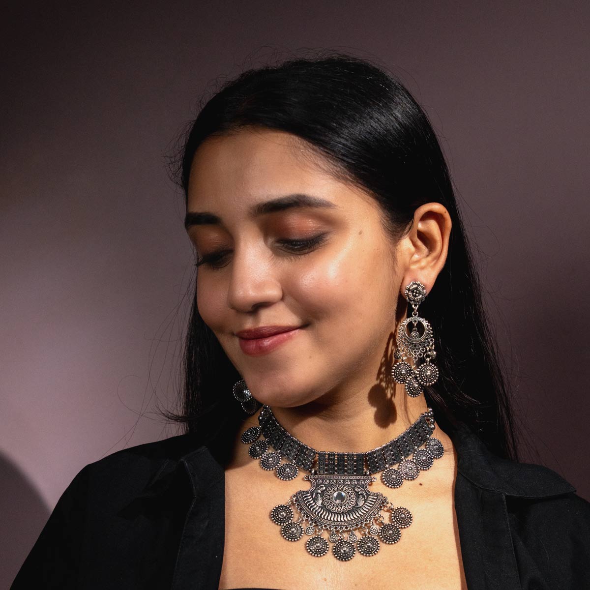 Pankh Oxidised Necklace Set