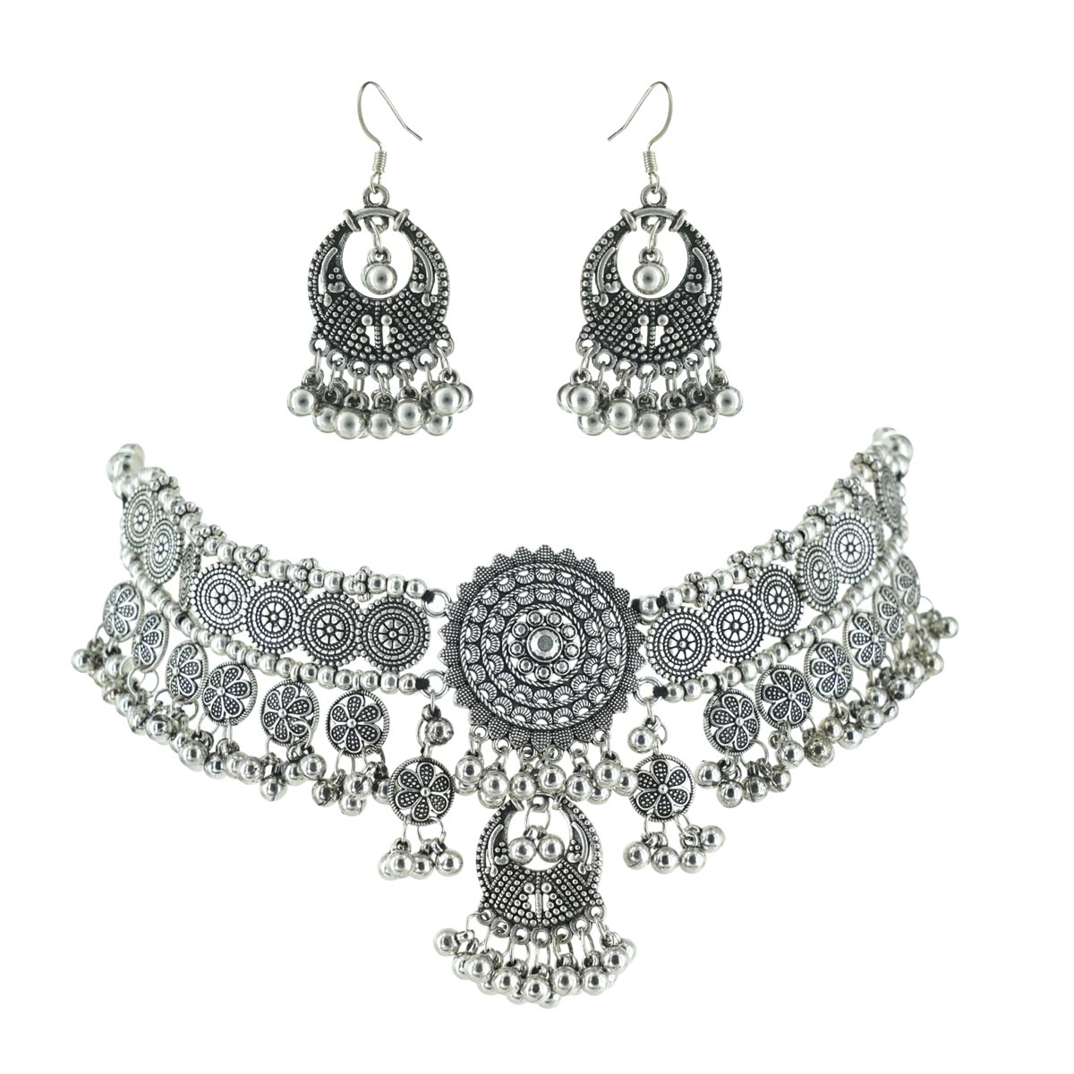 Mandala Oxidised Chocker Set
