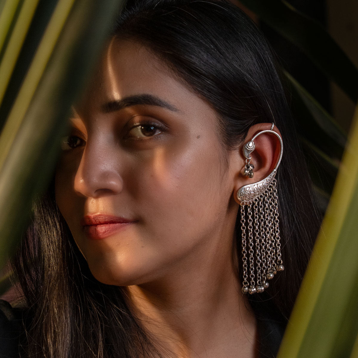 Royal Peacock Oxidised Ear Cuff