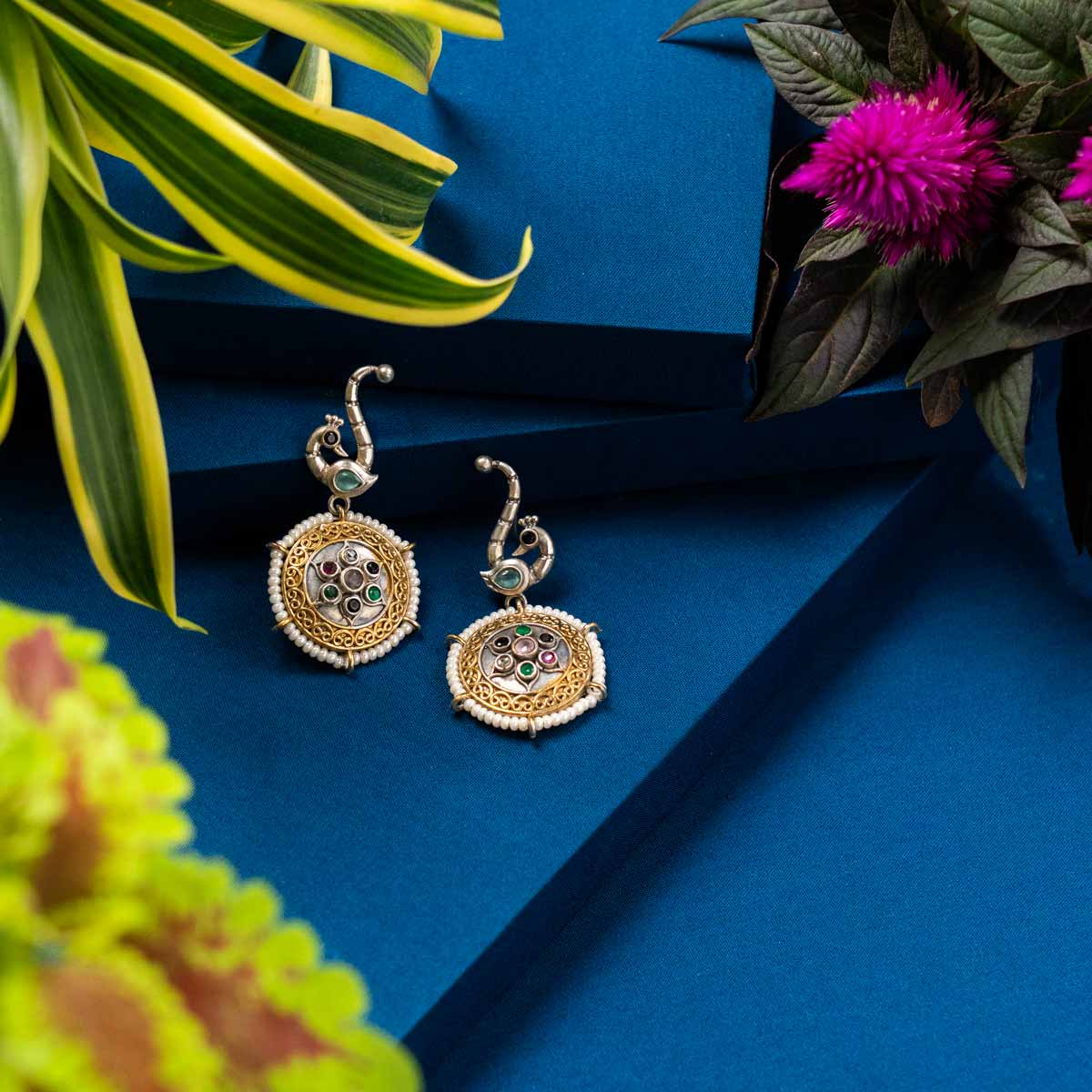 Peacock Oxidised Jhumka