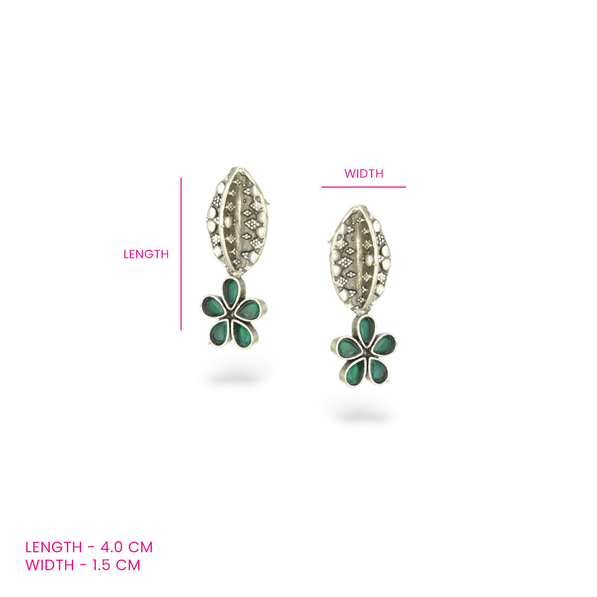 Vanika Leaf Green Stud Earrings