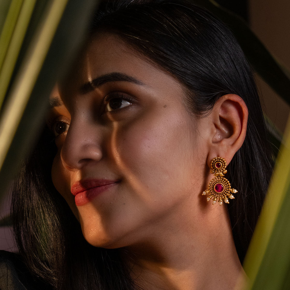 Gulbahaar Pink Pearl Earrings