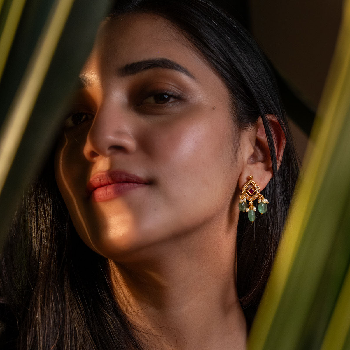 Green Drop Earrings
