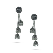 Layered Oxidised Jhumka Earrings