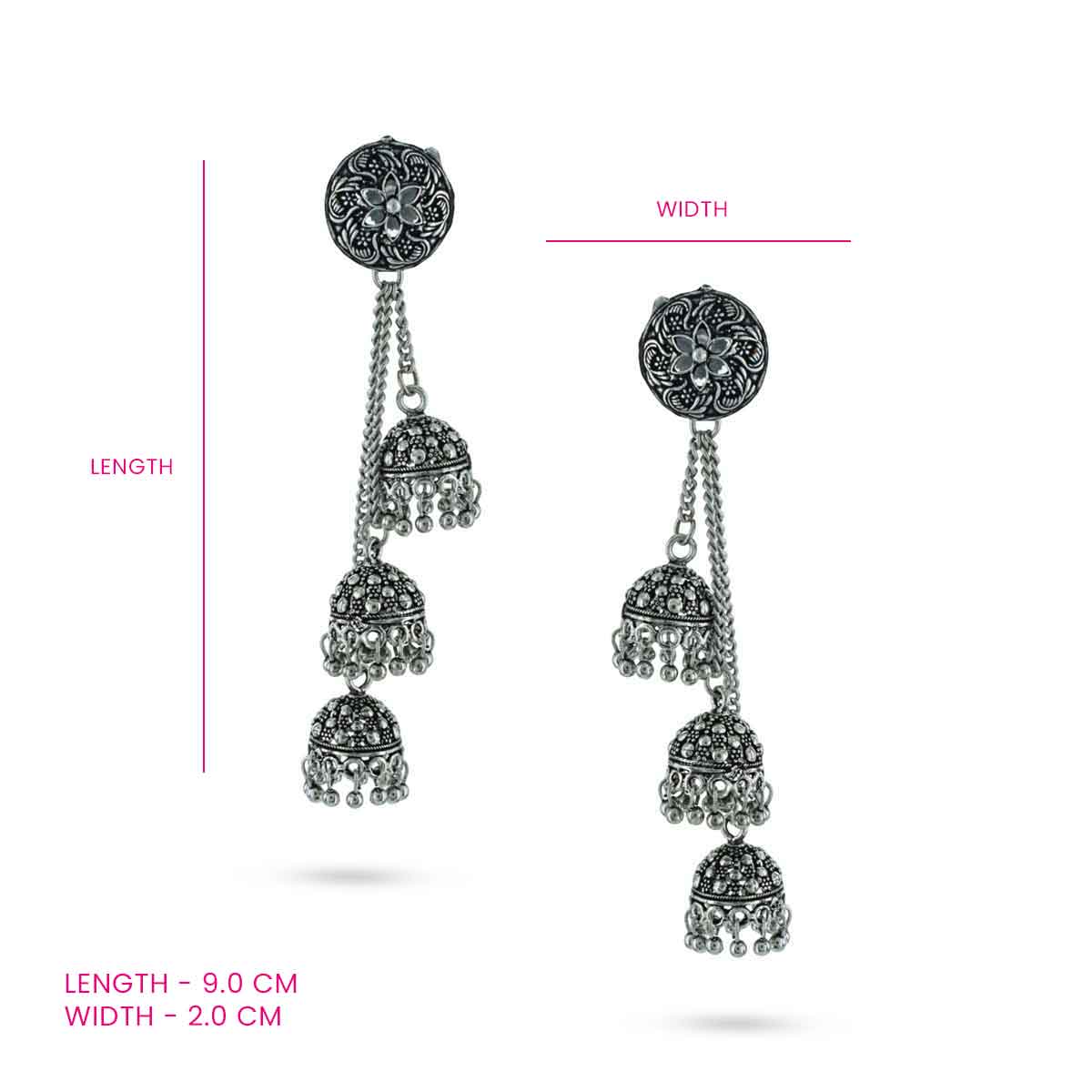 Layered Oxidised Jhumka Earrings