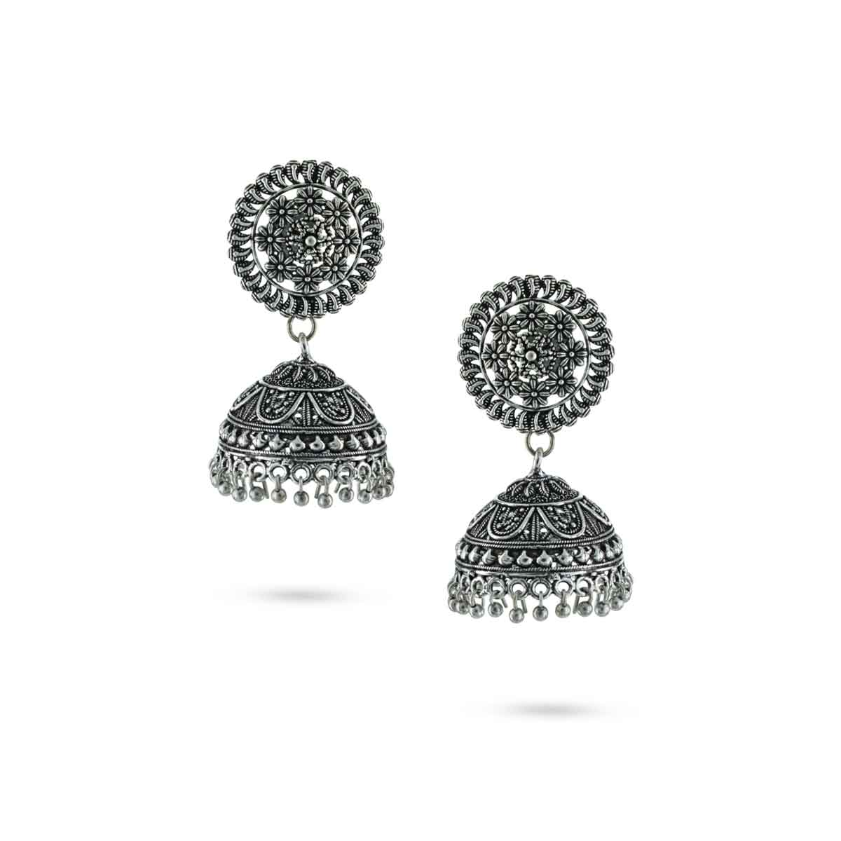 Classic Oxidised Jhumka Earrings
