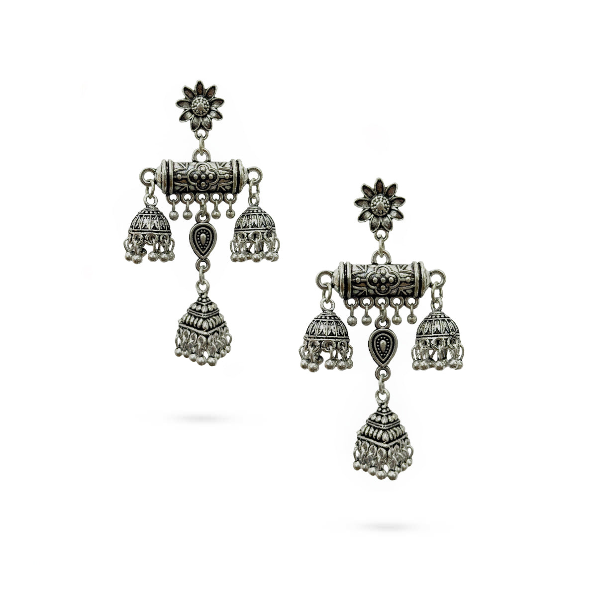 Dangling Oxidised Jhumka Earrings