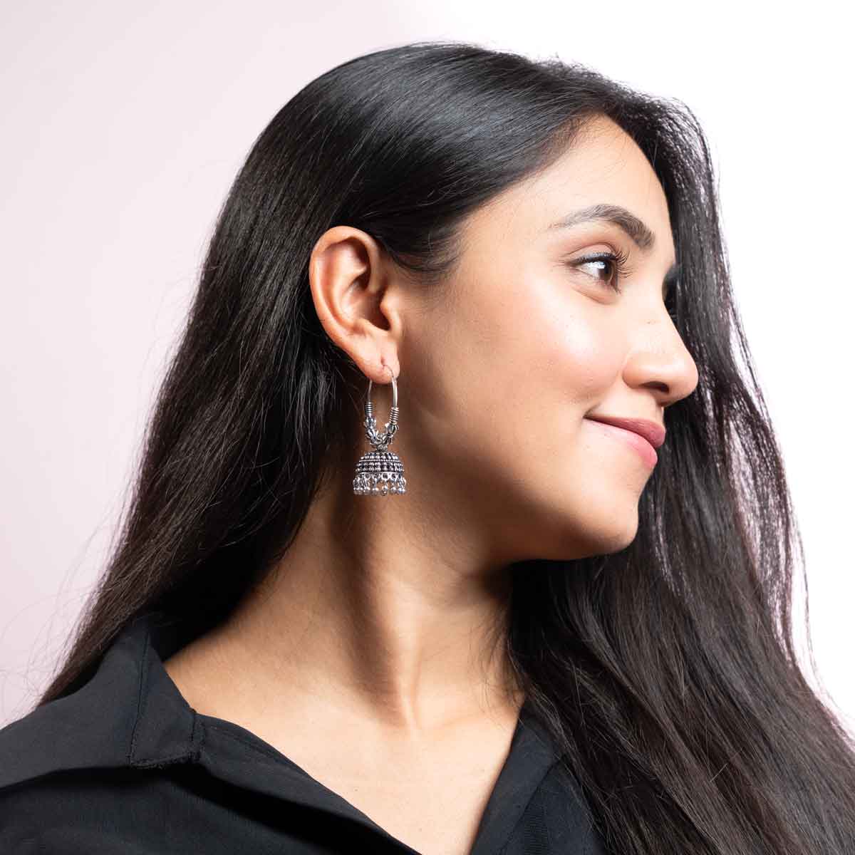 Noor Oxidised Jhumka Earrings
