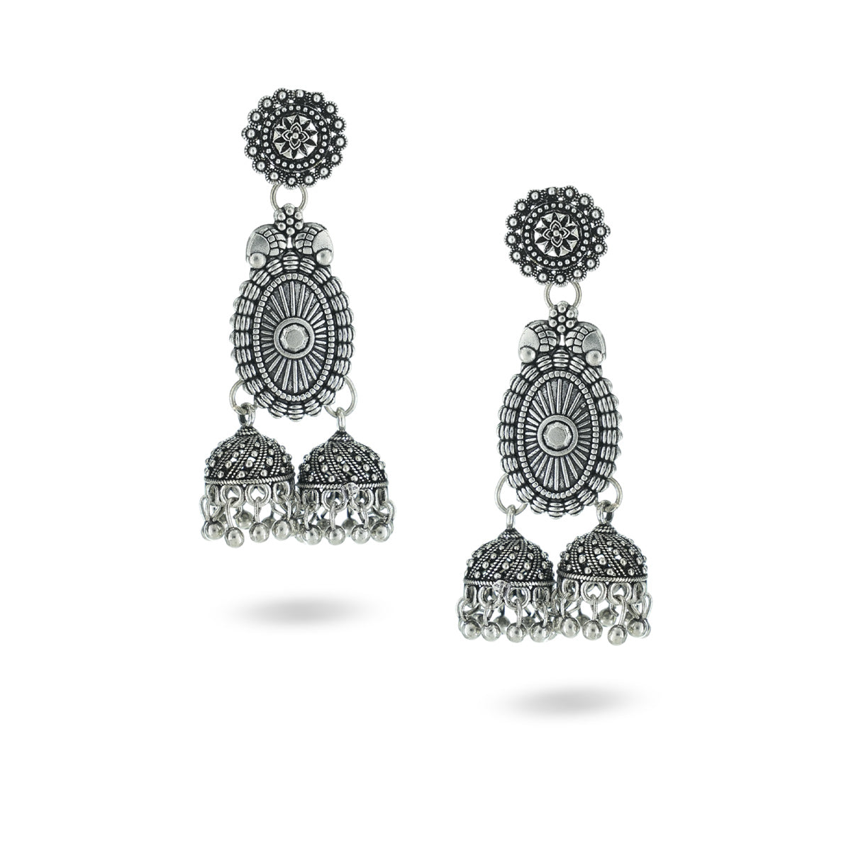 Mudra Oxidised Jhumka