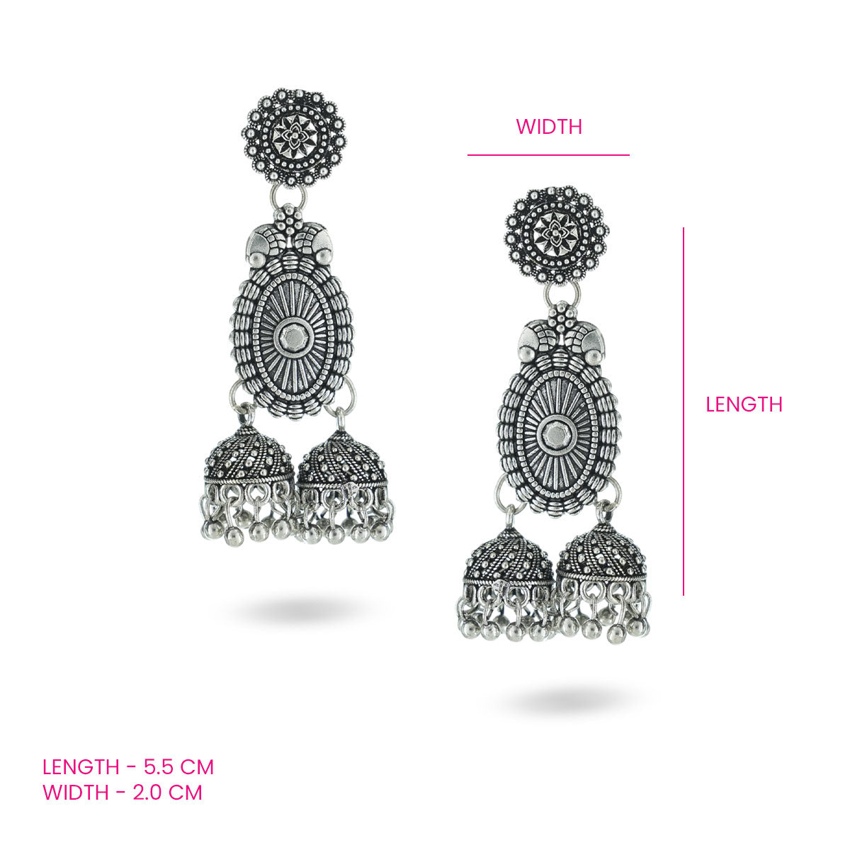 Mudra Oxidised Jhumka
