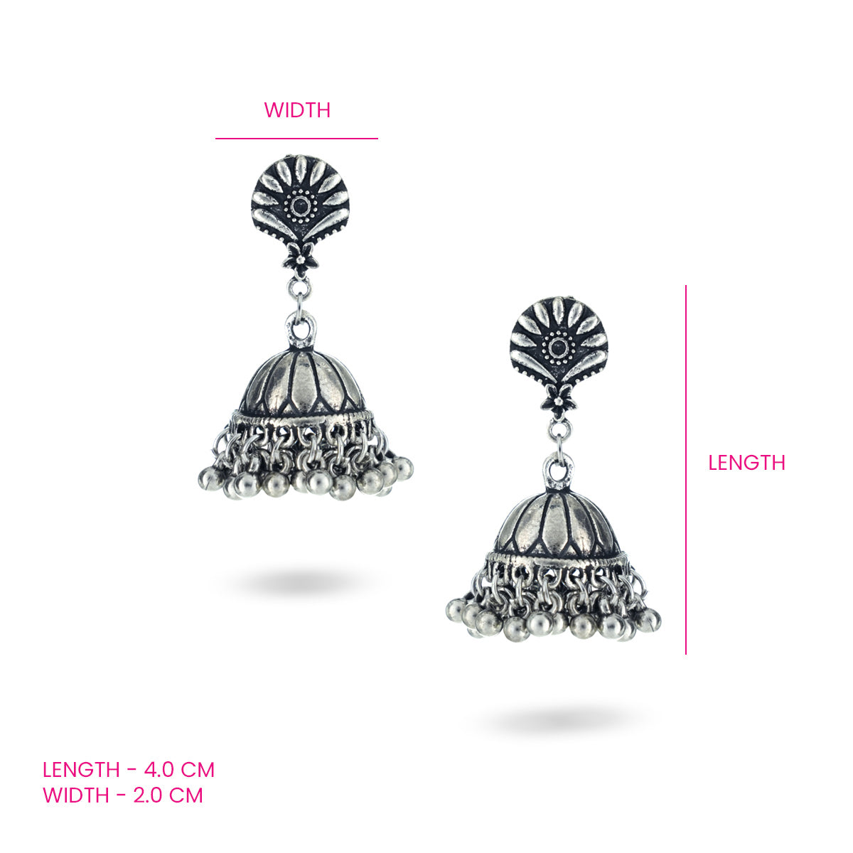 Usha Dangling Oxidised Jhumka