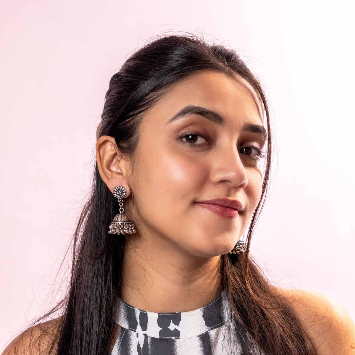 Usha Dangling Oxidised Jhumka
