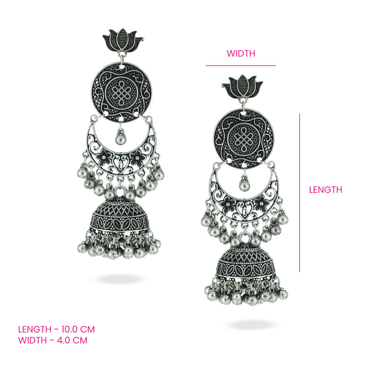 Mohini Dangling Oxidised Jhumka