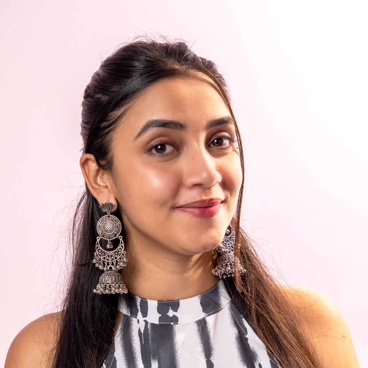 Mohini Dangling Oxidised Jhumka