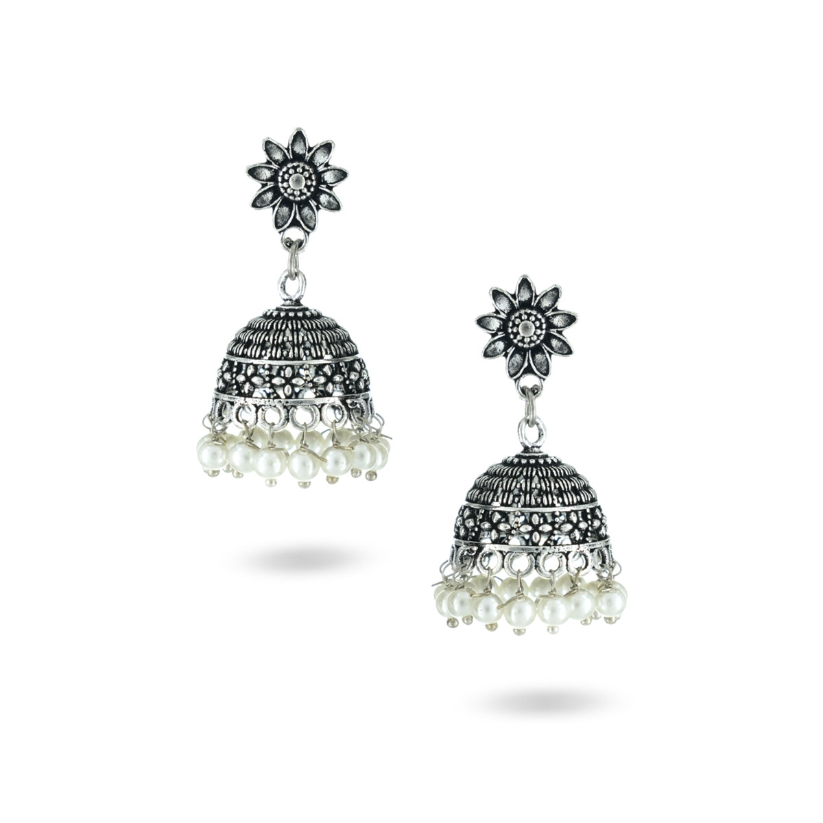 Floral Oxidised Jhumka
