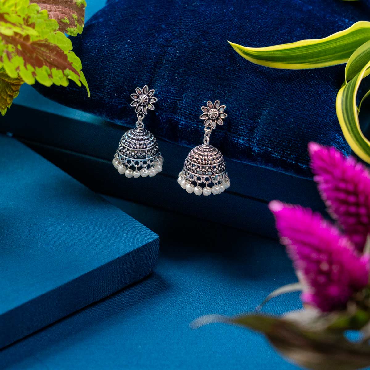 Floral Oxidised Jhumka