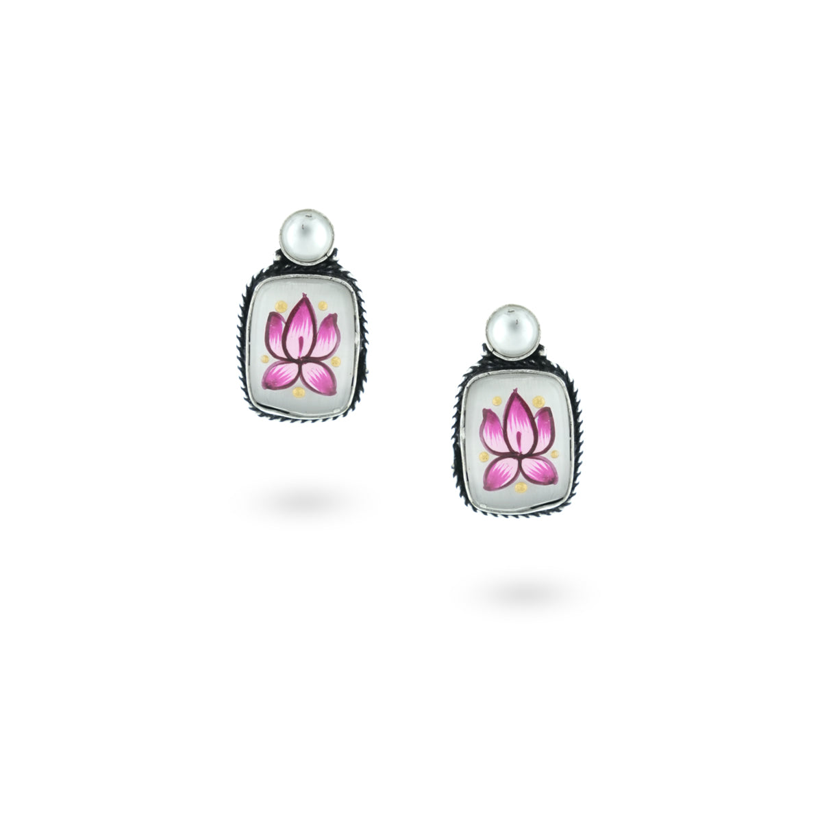 Hand Painted Lotus Studs