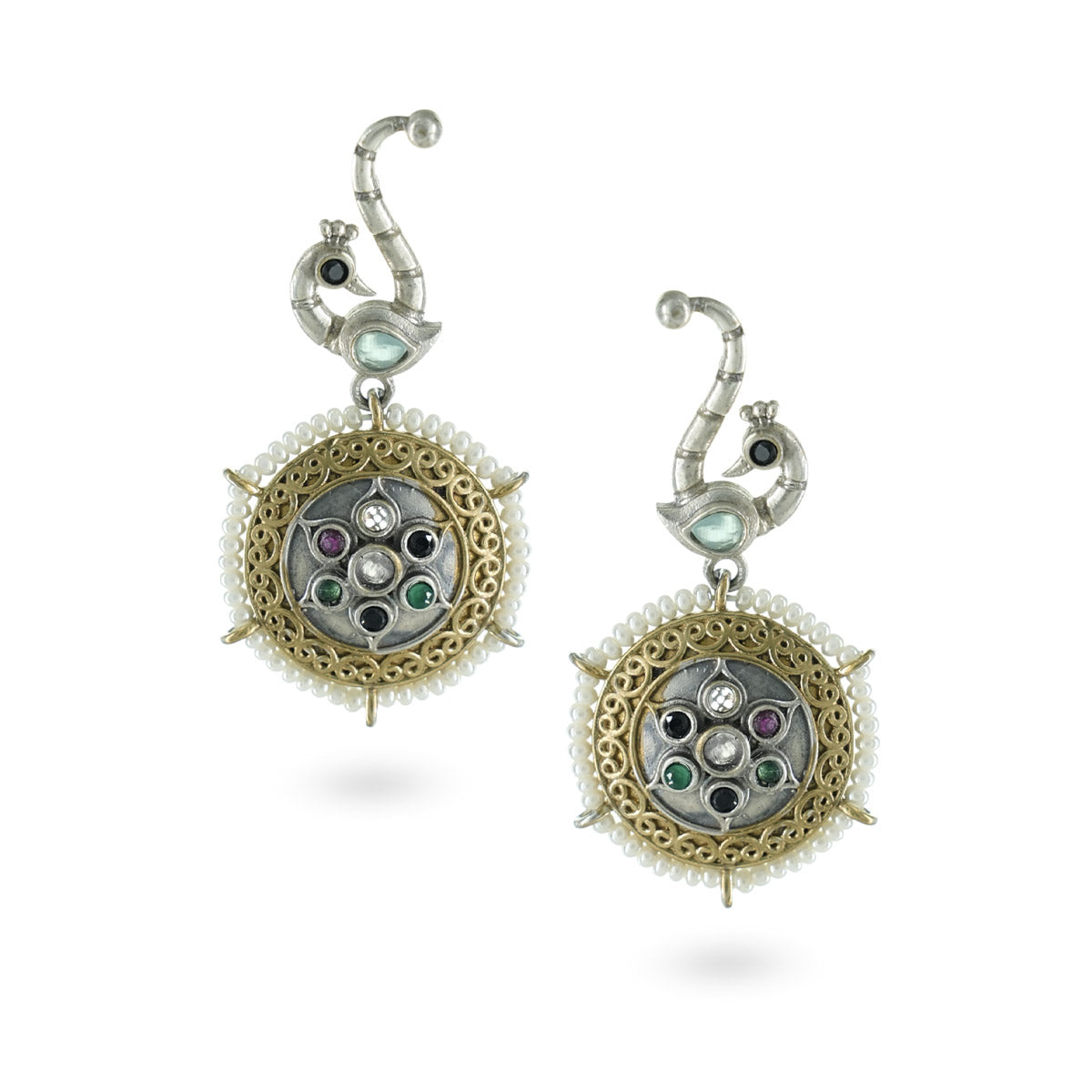 Peacock Oxidised Jhumka