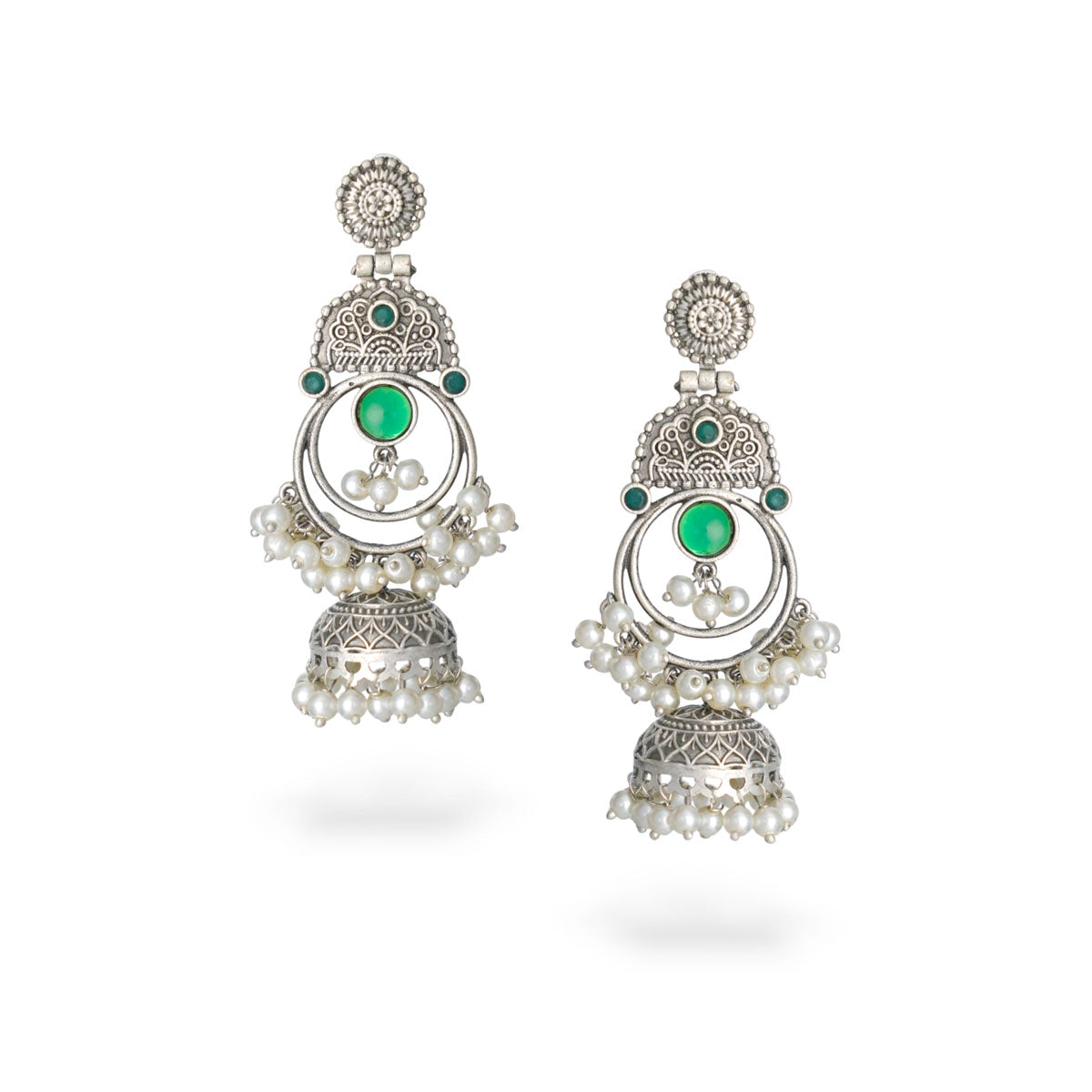 Zeenat Green Jhumka Earrings