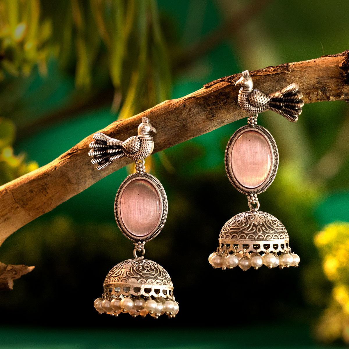 Pankhri Pink Jhumka Earrings