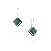 Green Square Stone Earrings