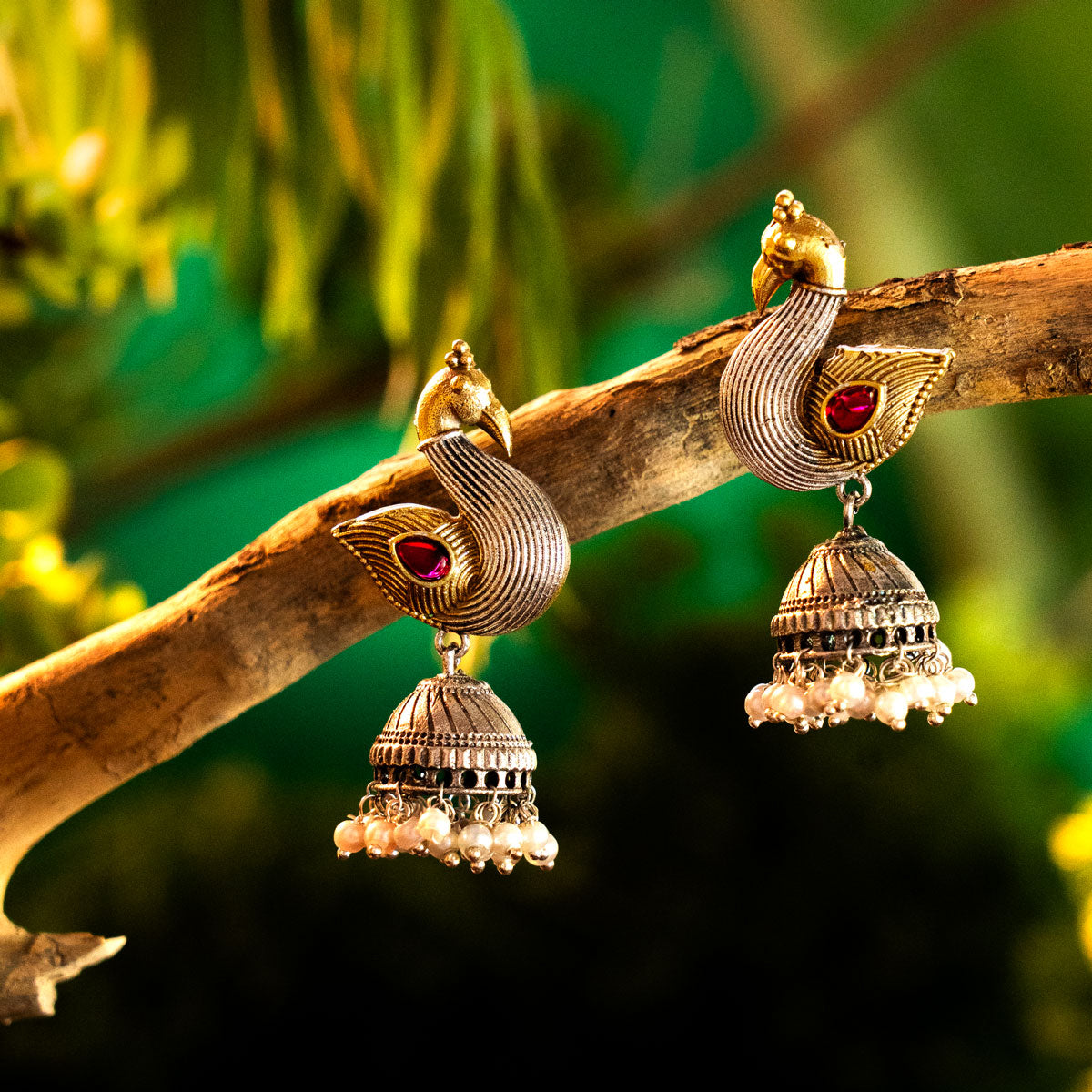 Ruby Peacock Jhumka