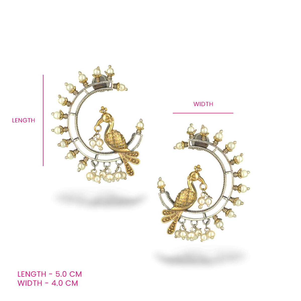Peacock Earring with Pearl Drops