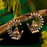 Peacock Earring with Pearl Drops
