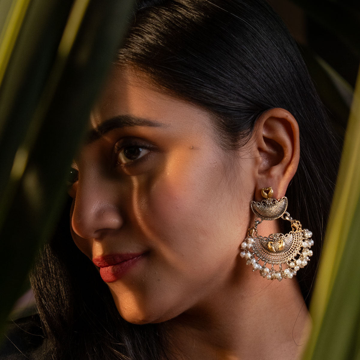 Morni Pearl Chandbali Earrings