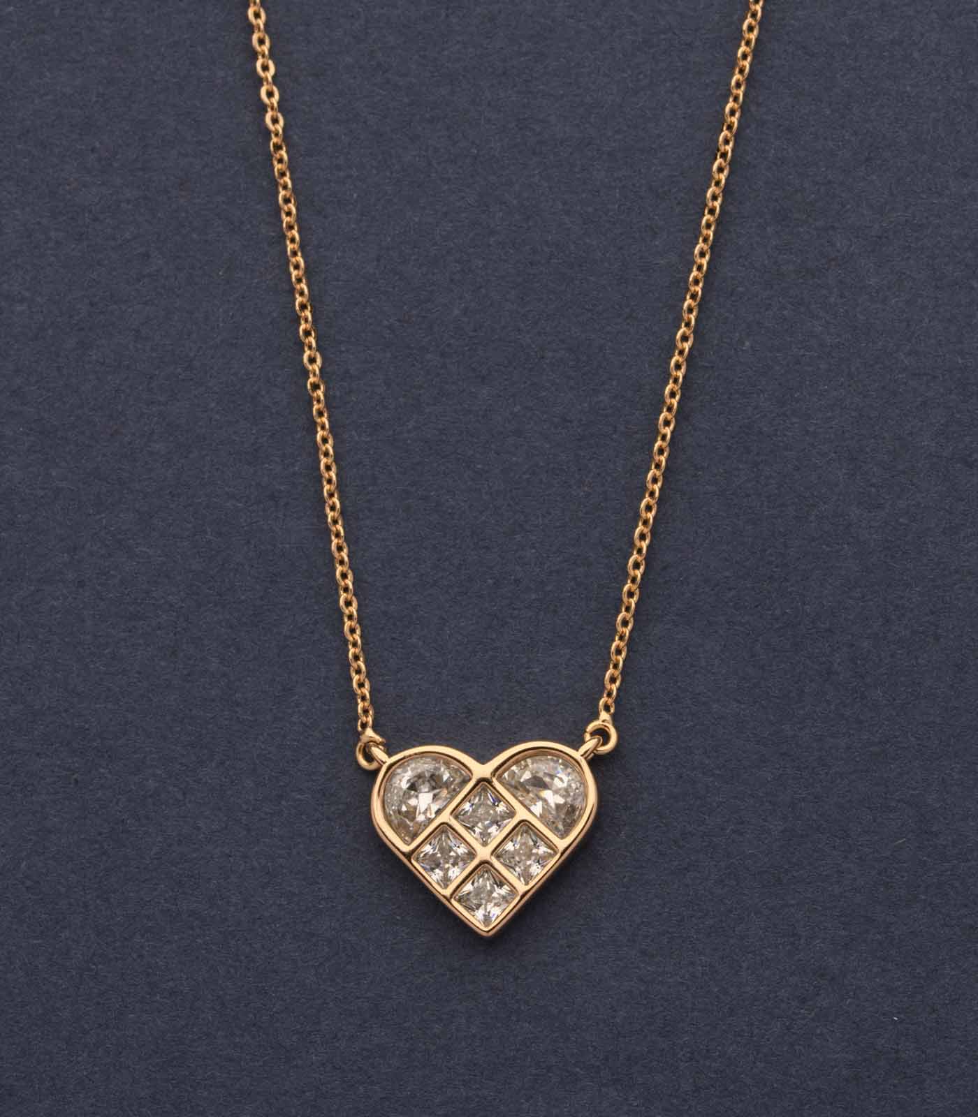 Sleek Golden Cage Of Precious White Stone Necklace (Brass)