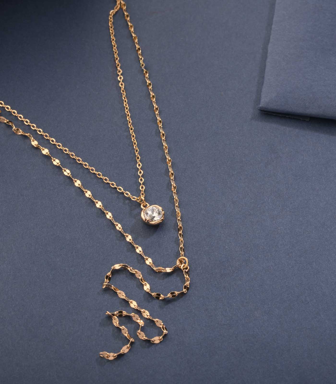 Sleek Golden Trails Of The Pearl Necklace (Brass)