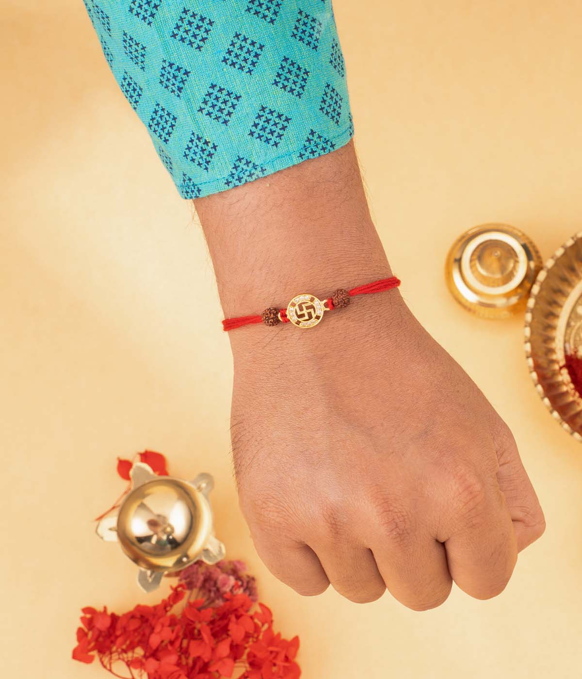 Gold-Plated Swastika Rakhi