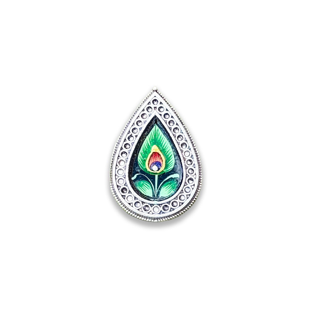 Hand painted Mor Pankh Ring - Adjustable