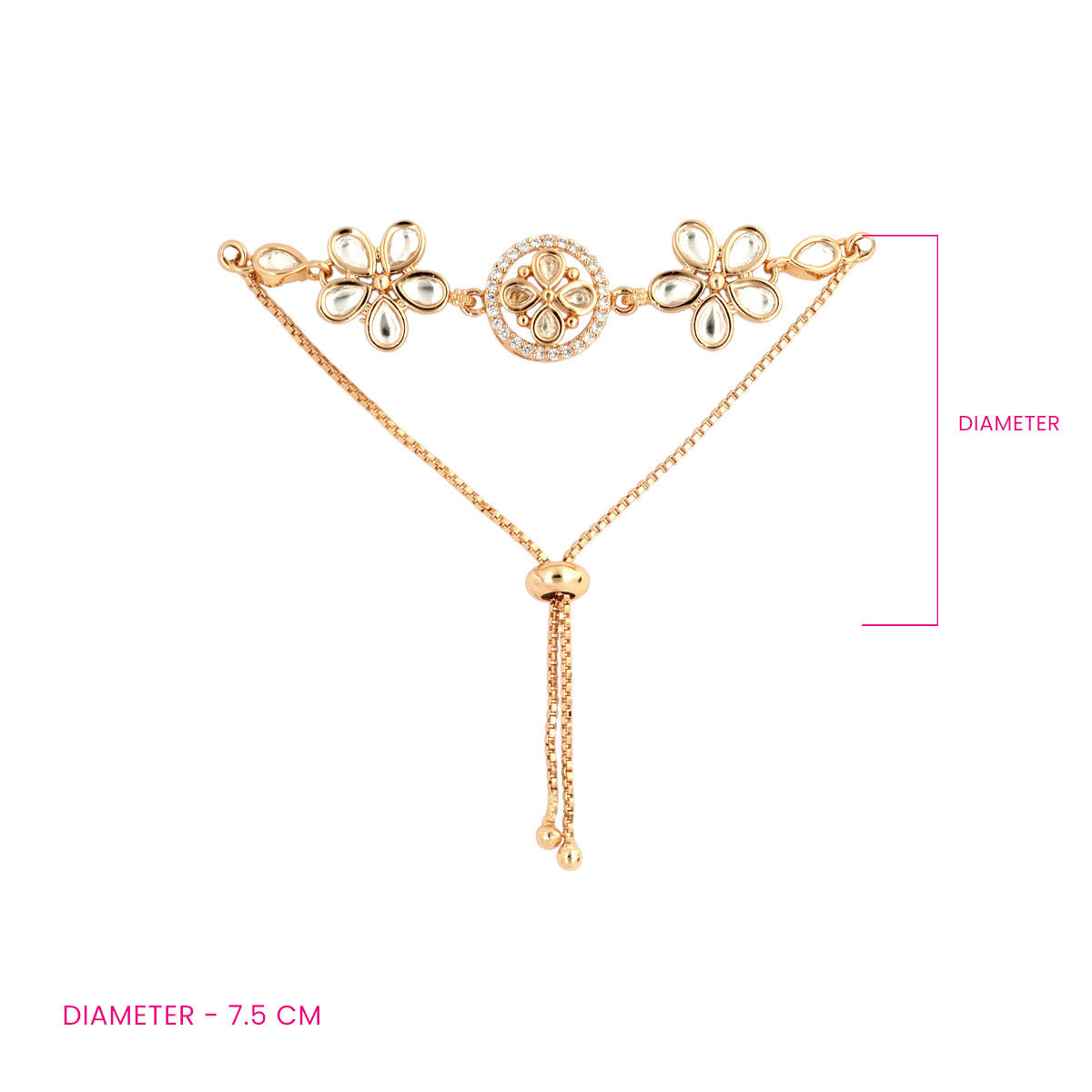 Floral Kundan Adjustable Bracelet