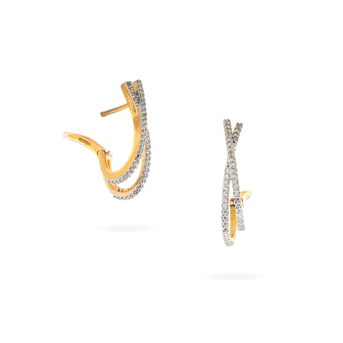 Twist of Elegance Gold-Plated CZ Earrings