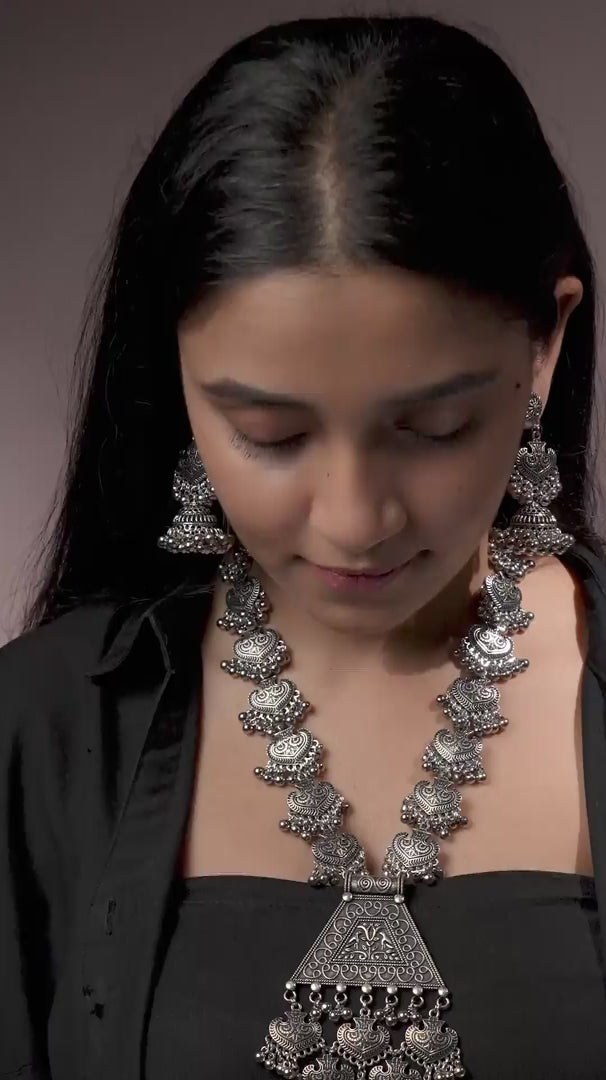 Load video: Padmini Oxidised Necklace Set