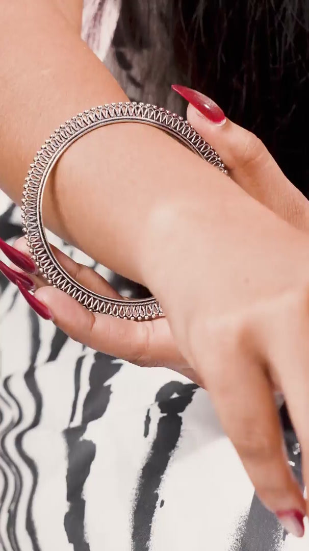 Load video: Oxidised Handmade Elegant Bangle - (Set of two Bangles)